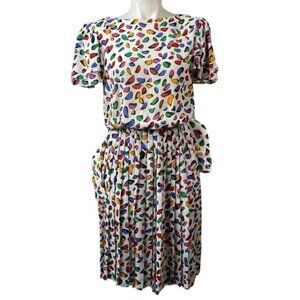 Vintage LTD by Roberta Colorful Polka Dot 80s 70s Dress Size Small